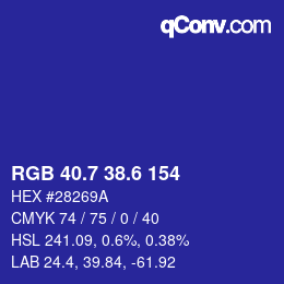 カラーコード: RGB 40.7 38.6 154 | qconv.com