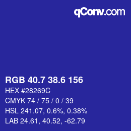 カラーコード: RGB 40.7 38.6 156 | qconv.com