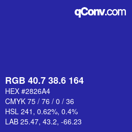 カラーコード: RGB 40.7 38.6 164 | qconv.com
