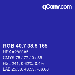 カラーコード: RGB 40.7 38.6 165 | qconv.com