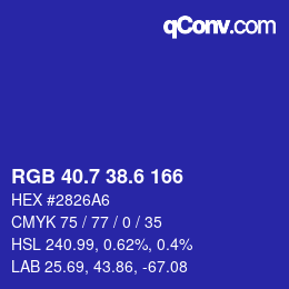 カラーコード: RGB 40.7 38.6 166 | qconv.com