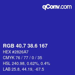 カラーコード: RGB 40.7 38.6 167 | qconv.com
