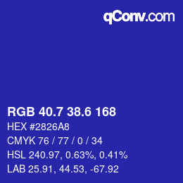 カラーコード: RGB 40.7 38.6 168 | qconv.com