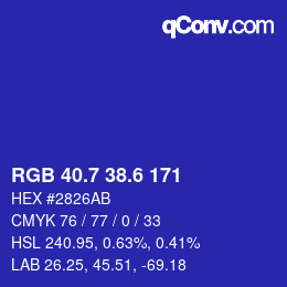 カラーコード: RGB 40.7 38.6 171 | qconv.com