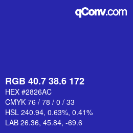 カラーコード: RGB 40.7 38.6 172 | qconv.com