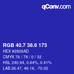 カラーコード: RGB 40.7 38.6 173 | qconv.com