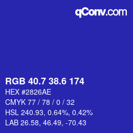カラーコード: RGB 40.7 38.6 174 | qconv.com