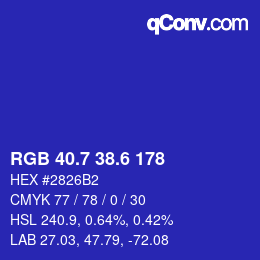 カラーコード: RGB 40.7 38.6 178 | qconv.com