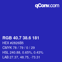 カラーコード: RGB 40.7 38.6 181 | qconv.com