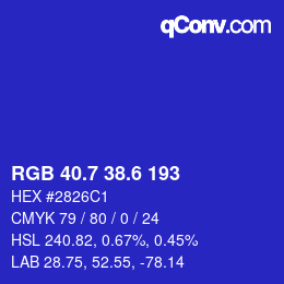 カラーコード: RGB 40.7 38.6 193 | qconv.com