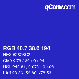 カラーコード: RGB 40.7 38.6 194 | qconv.com