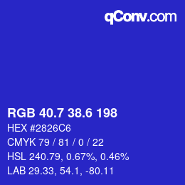カラーコード: RGB 40.7 38.6 198 | qconv.com