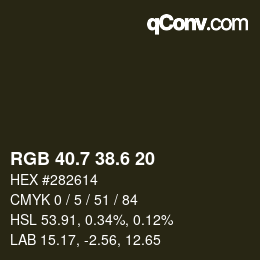 カラーコード: RGB 40.7 38.6 20 | qconv.com