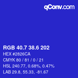 カラーコード: RGB 40.7 38.6 202 | qconv.com