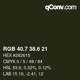 カラーコード: RGB 40.7 38.6 21 | qconv.com