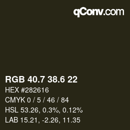カラーコード: RGB 40.7 38.6 22 | qconv.com