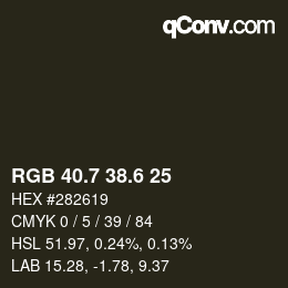 カラーコード: RGB 40.7 38.6 25 | qconv.com