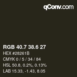 カラーコード: RGB 40.7 38.6 27 | qconv.com