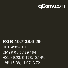 カラーコード: RGB 40.7 38.6 29 | qconv.com