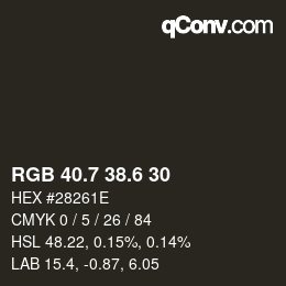 カラーコード: RGB 40.7 38.6 30 | qconv.com