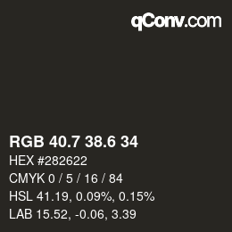 カラーコード: RGB 40.7 38.6 34 | qconv.com