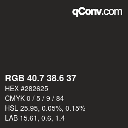 カラーコード: RGB 40.7 38.6 37 | qconv.com