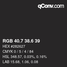 カラーコード: RGB 40.7 38.6 39 | qconv.com