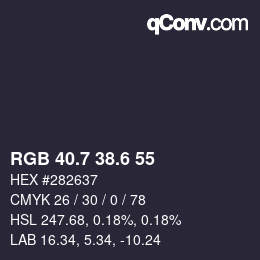 カラーコード: RGB 40.7 38.6 55 | qconv.com