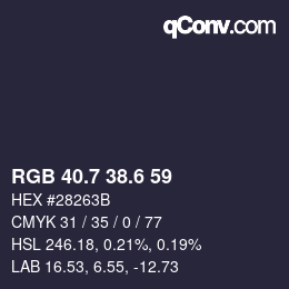 カラーコード: RGB 40.7 38.6 59 | qconv.com