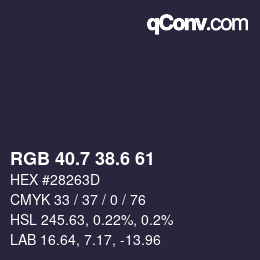 カラーコード: RGB 40.7 38.6 61 | qconv.com