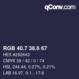 カラーコード: RGB 40.7 38.6 67 | qconv.com