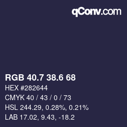 カラーコード: RGB 40.7 38.6 68 | qconv.com