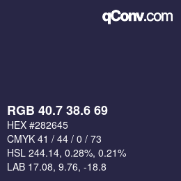 カラーコード: RGB 40.7 38.6 69 | qconv.com
