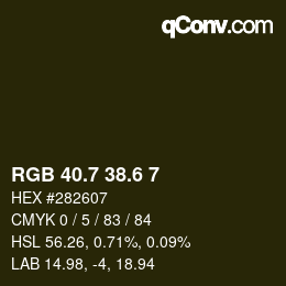カラーコード: RGB 40.7 38.6 7 | qconv.com