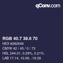 カラーコード: RGB 40.7 38.6 70 | qconv.com