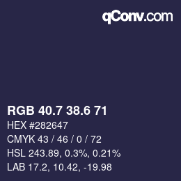 カラーコード: RGB 40.7 38.6 71 | qconv.com