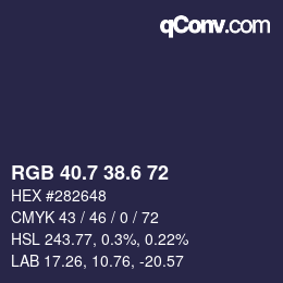 カラーコード: RGB 40.7 38.6 72 | qconv.com