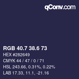 カラーコード: RGB 40.7 38.6 73 | qconv.com