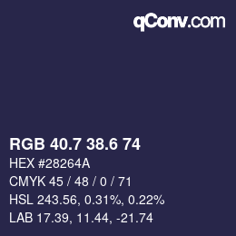 カラーコード: RGB 40.7 38.6 74 | qconv.com