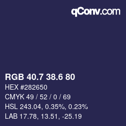 カラーコード: RGB 40.7 38.6 80 | qconv.com