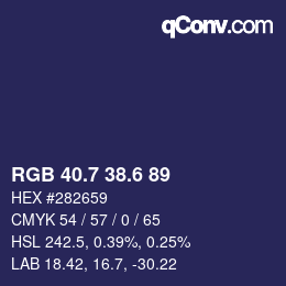 カラーコード: RGB 40.7 38.6 89 | qconv.com