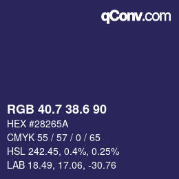 カラーコード: RGB 40.7 38.6 90 | qconv.com