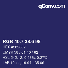 カラーコード: RGB 40.7 38.6 98 | qconv.com