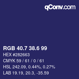 カラーコード: RGB 40.7 38.6 99 | qconv.com