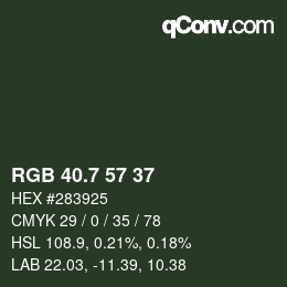 カラーコード: RGB 40.7 57 37 | qconv.com
