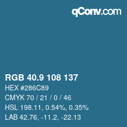 カラーコード: RGB 40.9 108 137 | qconv.com
