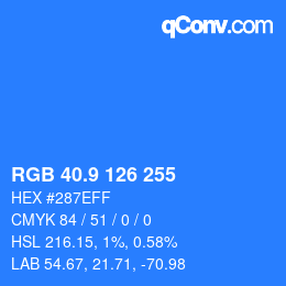 カラーコード: RGB 40.9 126 255 | qconv.com
