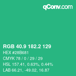 カラーコード: RGB 40.9 182.2 129 | qconv.com