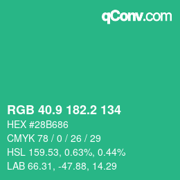 カラーコード: RGB 40.9 182.2 134 | qconv.com