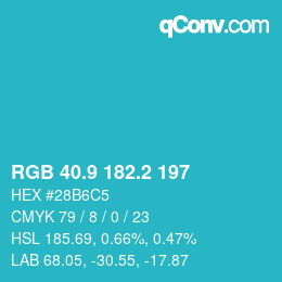 カラーコード: RGB 40.9 182.2 197 | qconv.com